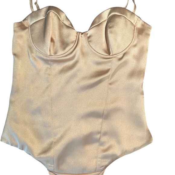 Zara Cream Satin Bodysuit NWOT - Picture 4 of 14
